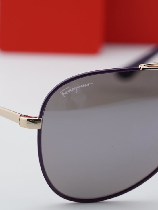 Salvatore Ferragamo SF131S 736 Aviator Sunglasses - Gold & Black / Purple main image 7